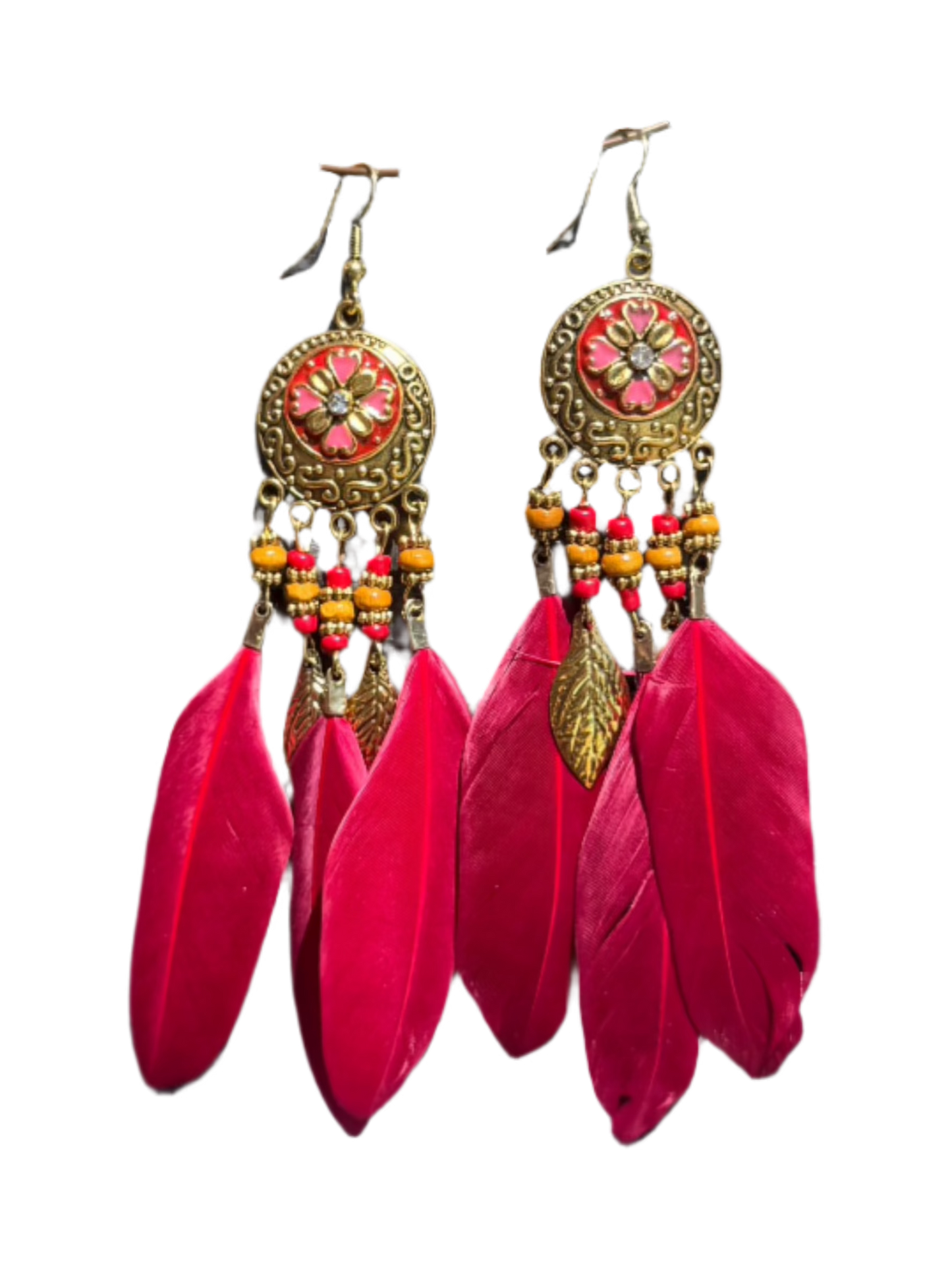 Boho-Vintage Feather Tassel Earrings