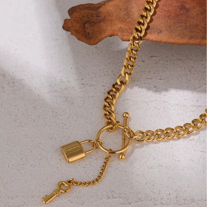 Modern Lock Pendant Necklace