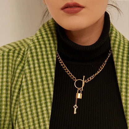 Modern Lock Pendant Necklace