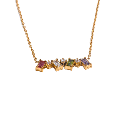 Rainbow Zirconia Spark Necklace