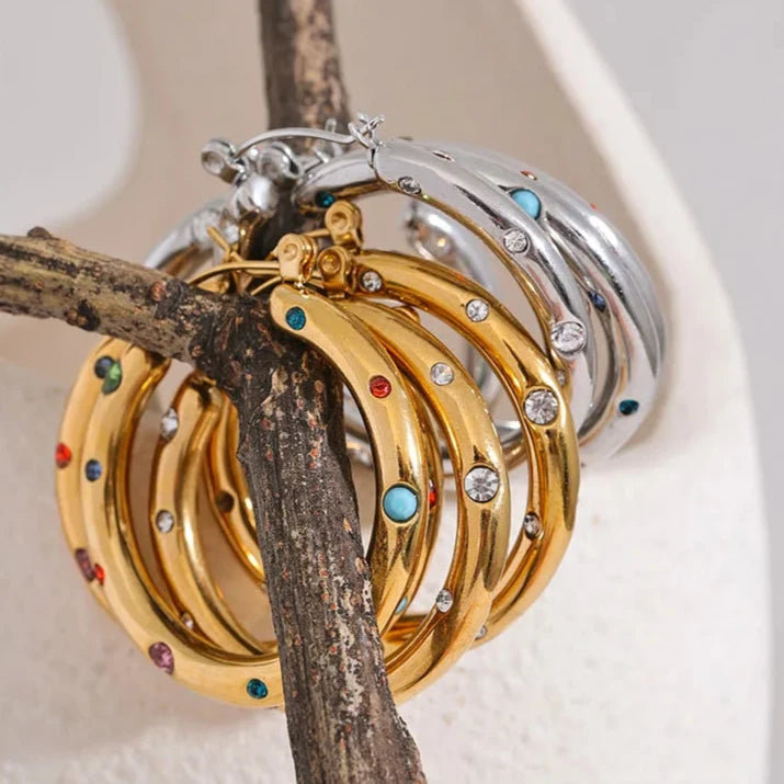 Elegant Zirconia Hoop Earrings