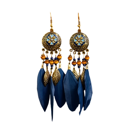Boho-Vintage Feather Earrings