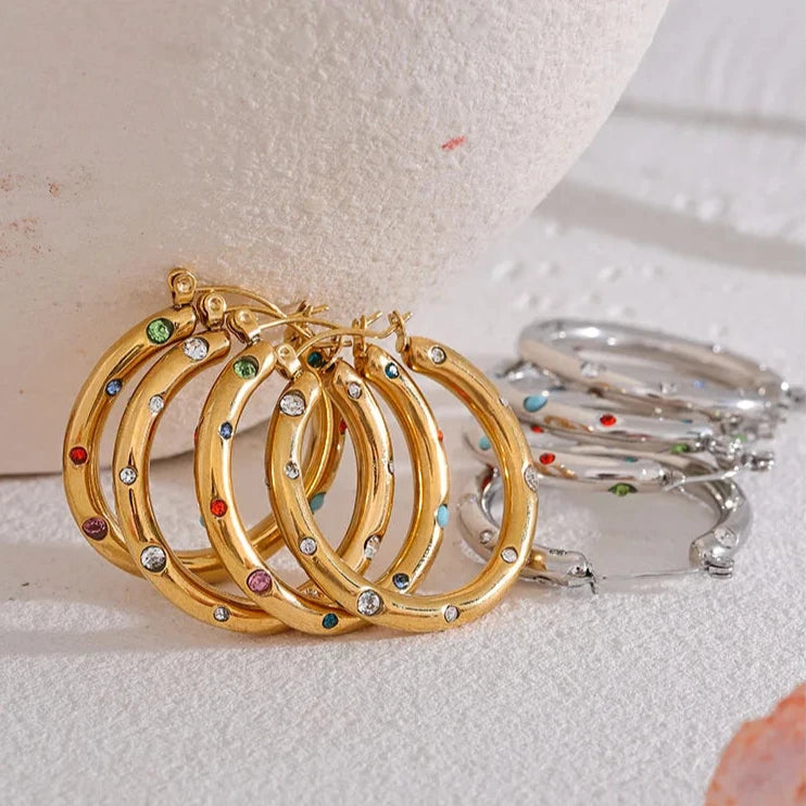 Elegant Zirconia Hoop Earrings