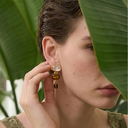 Vintage Stone Statement Earrings