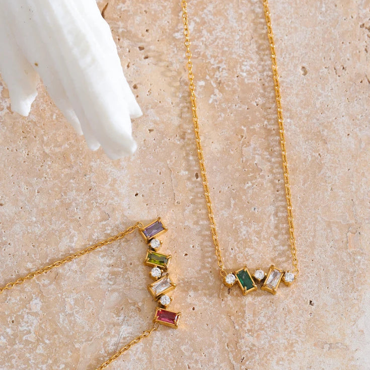 Rainbow Zirconia Spark Necklace