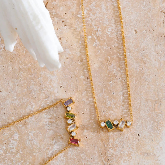 Rainbow Zirconia Spark Necklace