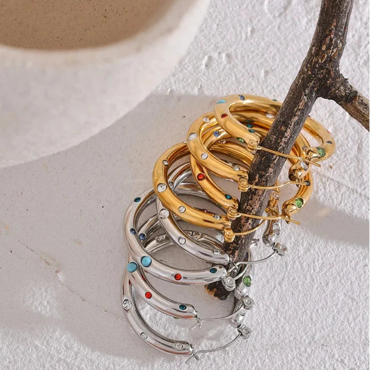 Elegant Zirconia Hoop Earrings