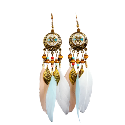 Boho-Vintage Feather Earrings