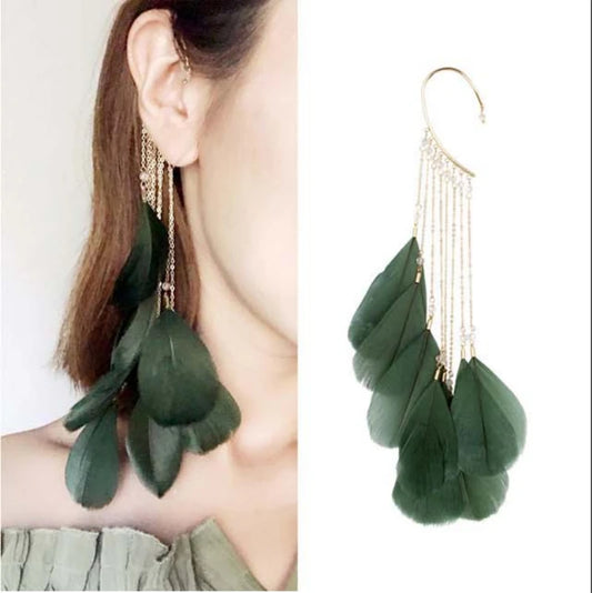 Boho-Vintage Feather Earrings