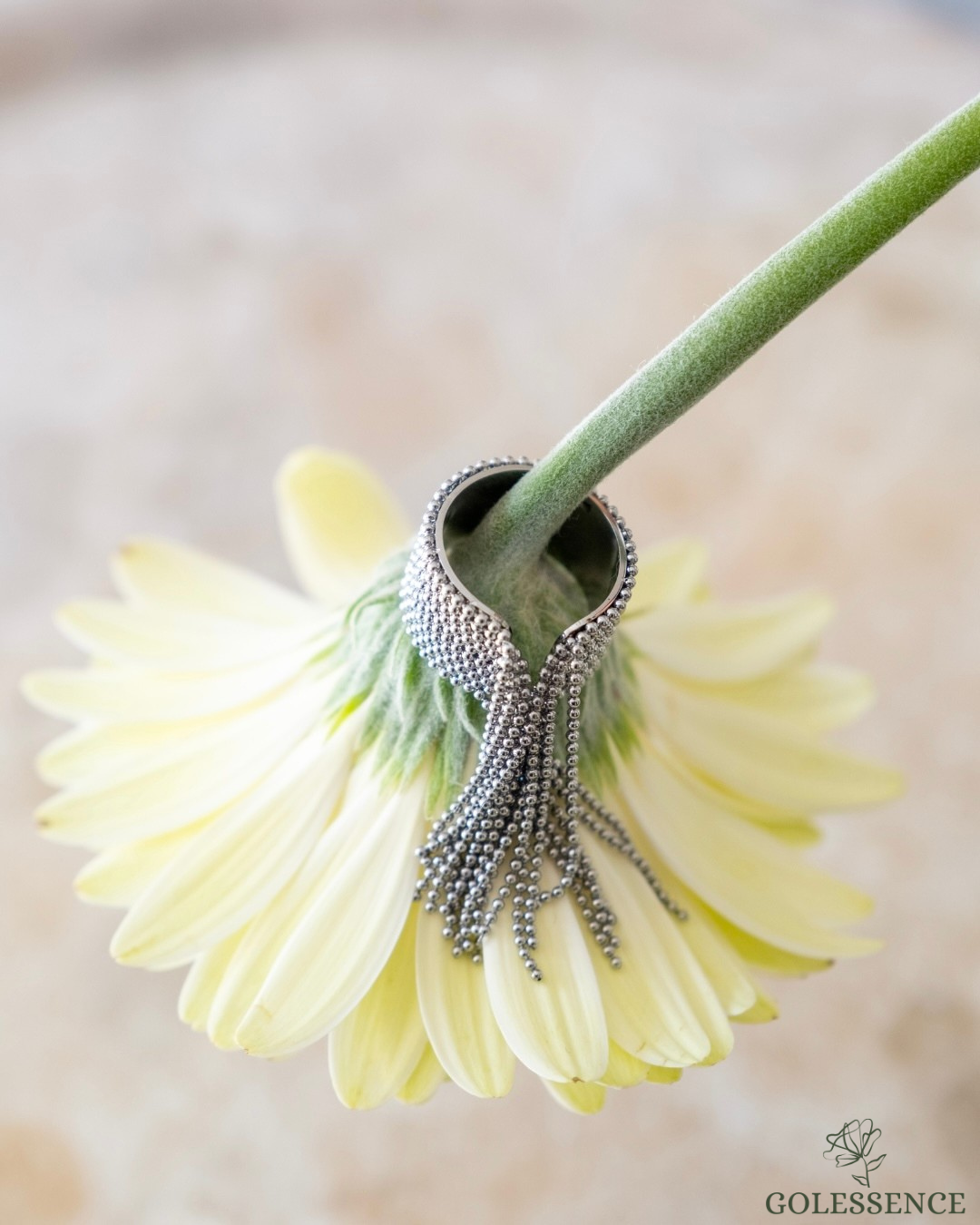 dangle chain ring on hand