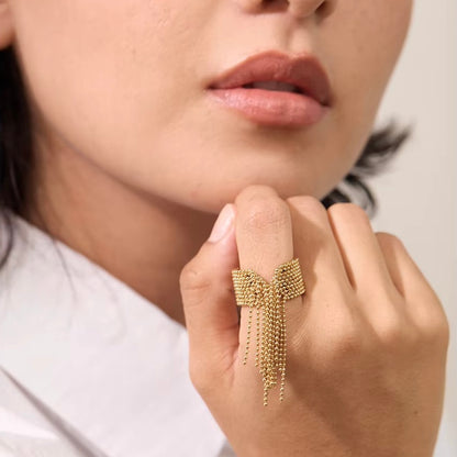 Statement ring, PVD 18K gold, waterproof finish, modern and bold design